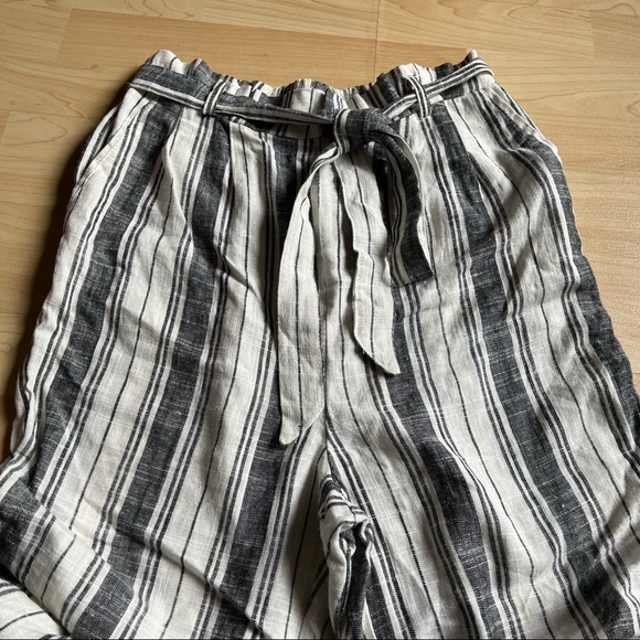 Urbanology Luxury Linen Collection Stripes Pants Straight Leg Belt Pocket Small - Picture 5 of 8